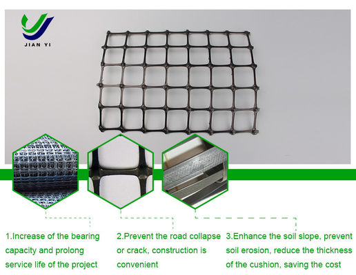 Versterkt bi-axiaal kunststof geogrid, bestand tegen zuur en alkalis 15~50KN/m