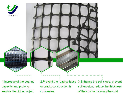 Slopbescherming PP Biaksiale geogrid voor het verhogen van de belasting en het voorkomen van scheuren