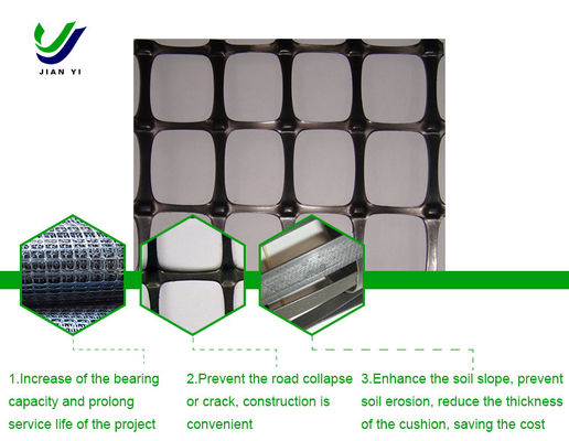 Polypropyleenmateriaal Bi-axial Plastic Geogrid voor het versterken van de helling van de grond