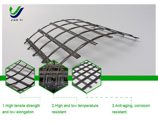 Geogrid van glasvezel met hoge thermische stabiliteit 12 ~ 50 mm × mm zonder langdurige kruip
