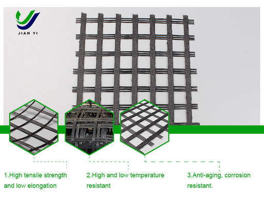 Geogrid van glasvezel zonder alkalische stoffen 12~50 mm × mm met goede taaiheid