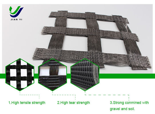 Geogrid van hoogwaardig gebreide polyester van warp voor versterkte wegen en spoorwegen
