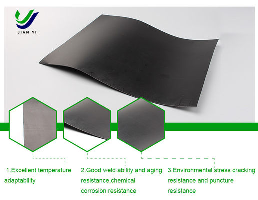 Anti-seepage HDPE gladde geomembraan waterdicht 2 mm dikte