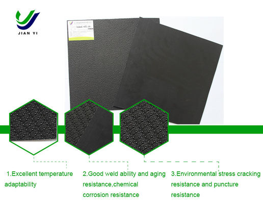 Kolompunct ruwe HDPE geomembrane met een breedte van 6-8 m