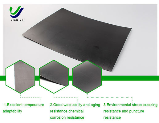 Uitstekende chemische weerstand HDPE-geomembraan voor installatie van warmweld met wig in damprojecten met glansregeling