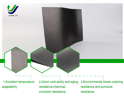 Geomembrane van polyethyleen met hoge dichtheid HDPE voor wateropslag in reservoirs en bescherming van hellingen