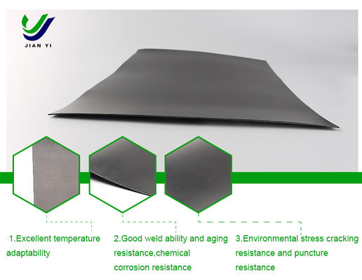 Hoogwaardig HDPE glad geomembraan met 700% verlenging bij breuk, uitstekende chemische weerstand en aanpasbare breedte voor aquacultuur