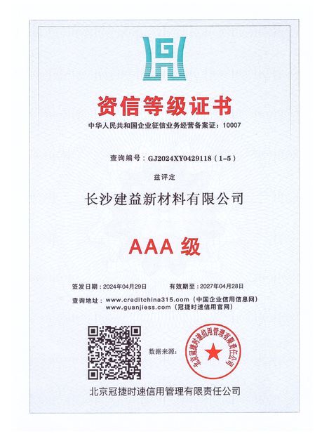 China Changsha Jian-Yi New Material Co., Ltd. certificaten