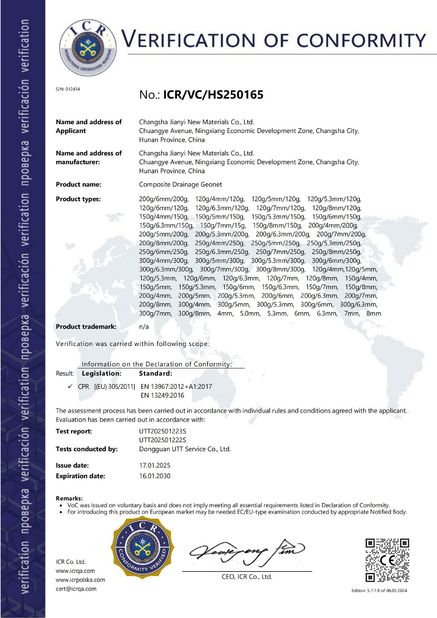 China Changsha Jian-Yi New Material Co., Ltd. certificaten